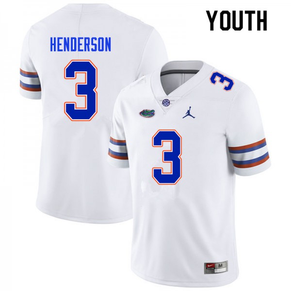 Youth #3 Xzavier Henderson Florida Gators College Football Jersey White